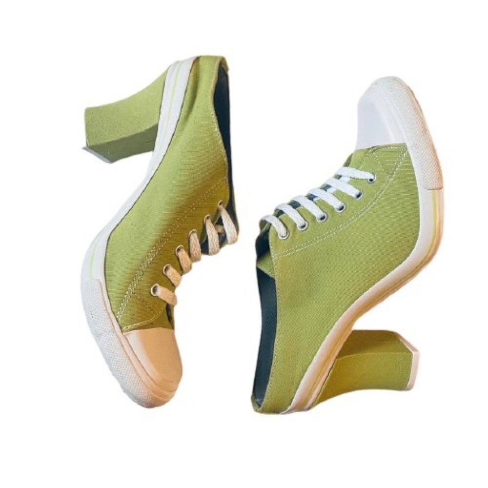 VTG Bakers Lime Slip-on Tennis Shoes 3" Heel - Picture 2 of 5